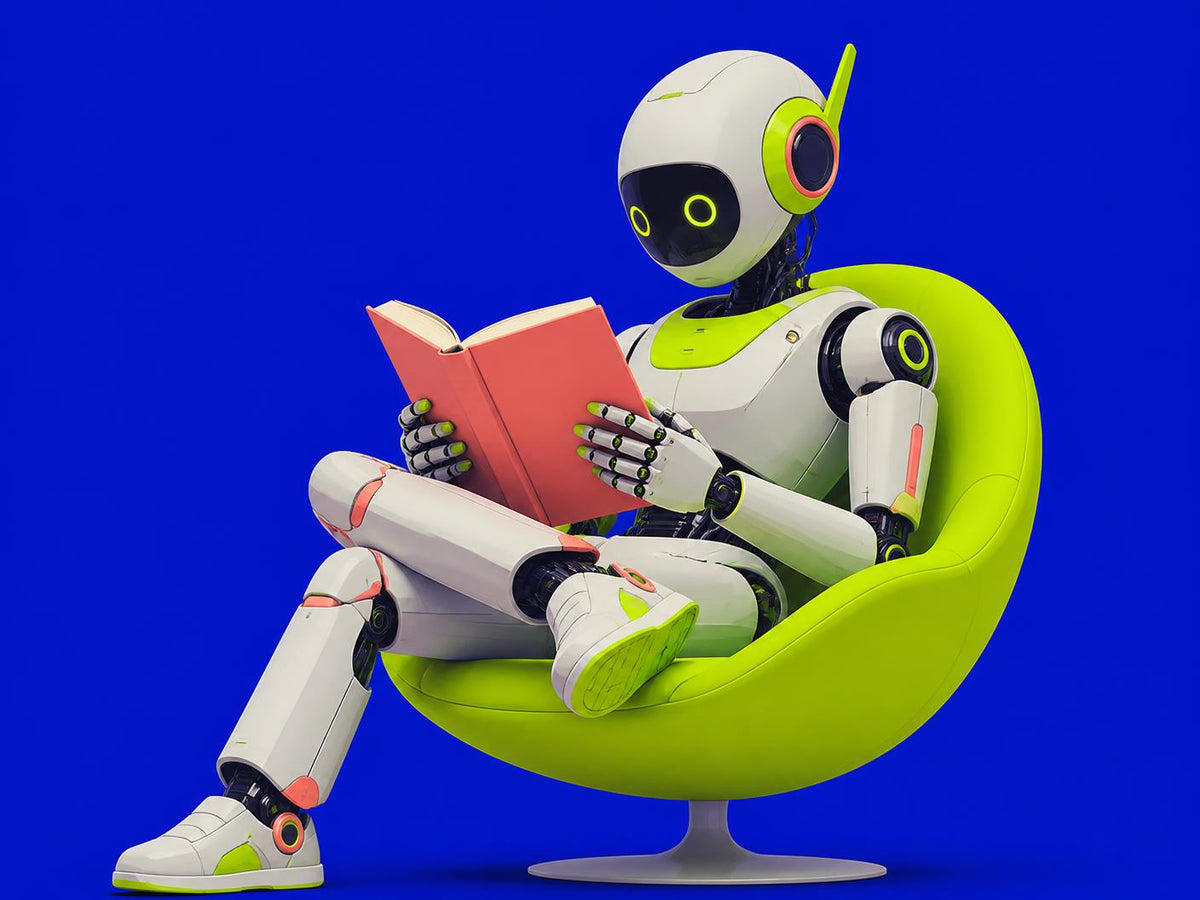 AI robot reading a book