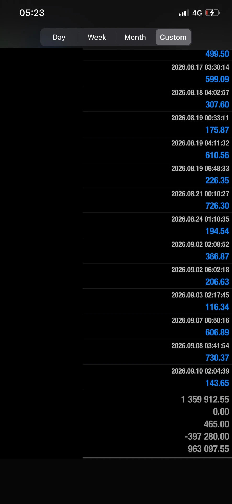 Automated EA account results screenshot